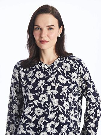 Bisiklet Yaka Desenli Kadın Gömlek Tunik