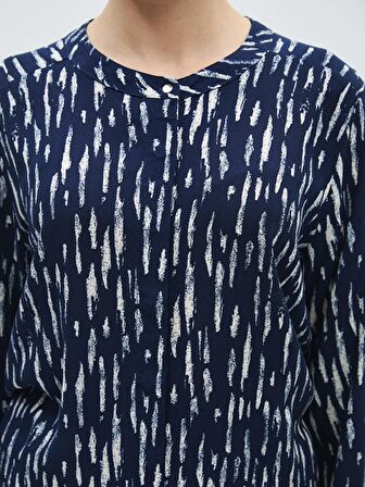 Bisiklet Yaka Desenli Kadın Gömlek Tunik