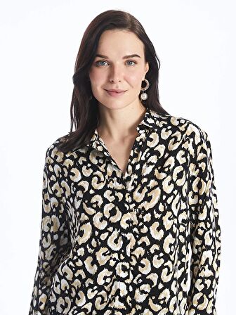 Desenli Uzun Kollu Kadın Gömlek