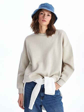 Bisiklet Yaka Oversize Kadın Sweatshirt