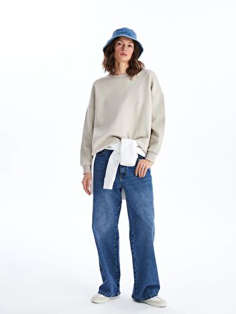 Bisiklet Yaka Oversize Kadın Sweatshirt