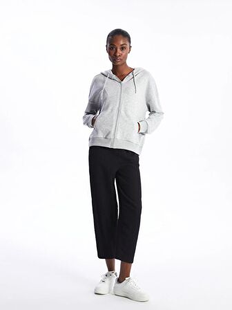 Kapüşonlu Oversize Kadın Fermuarlı Sweatshirt