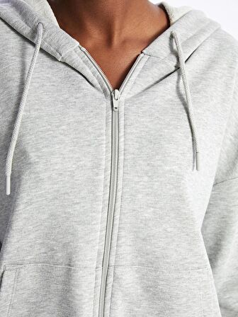Kapüşonlu Oversize Kadın Fermuarlı Sweatshirt