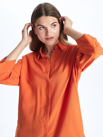 Düz Uzun Kollu Oversize Kadın Gömlek