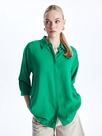 Düz Uzun Kollu Oversize Kadın Gömlek
