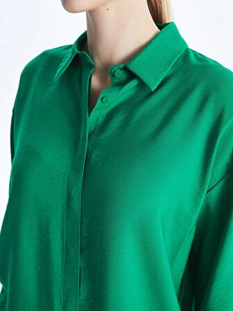 Düz Uzun Kollu Oversize Kadın Gömlek