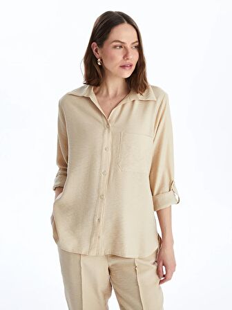 Düz Uzun Kollu Kadın Gömlek