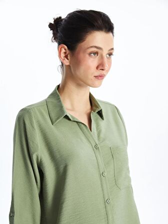 Düz Uzun Kollu Kadın Gömlek