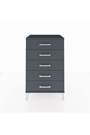 Hyperion Komodin 5 Çekmeceli 60x44x96 Antrasit-Antrasit