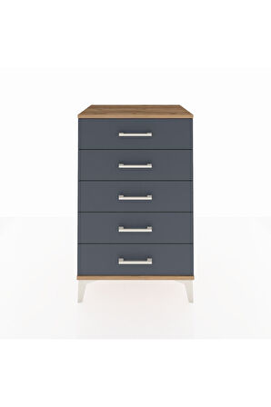 Hyperion Komodin 5 Çekmeceli 60x44x96 Çam-Antrasit