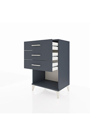 Hyperion Komodin 3 Çekmeceli 60x44x96 Antrasit-Antrasit