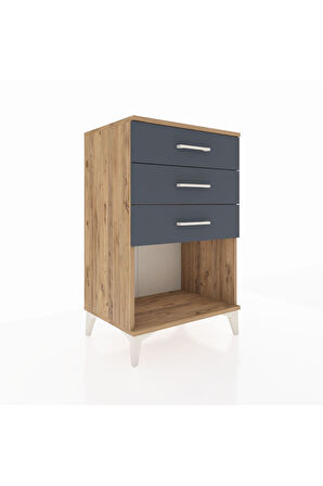 Hyperion Komodin 3 Çekmeceli 60x44x96 Çam-Antrasit