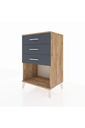 Hyperion Komodin 3 Çekmeceli 60x44x96 Çam-Antrasit