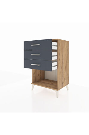 Hyperion Komodin 3 Çekmeceli 60x44x96 Çam-Antrasit