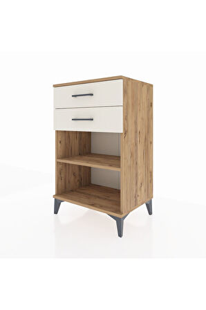 Hyperion Komodin Tek Raflı 2 Çekmeceli 60x44x96 Çam-Aytaşı