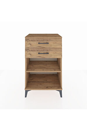 Hyperion Komodin Tek Raflı 2 Çekmeceli 60x44x96 Çam-Çam