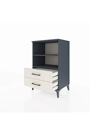 Hyperion Komodin 2 Raflı 2 Çekmeceli 60x44x96 Antrasit-Aytaşı