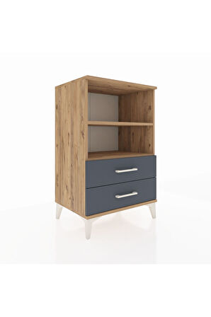 Hyperion Komodin 2 Raflı 2 Çekmeceli 60x44x96 Çam-Antrasit