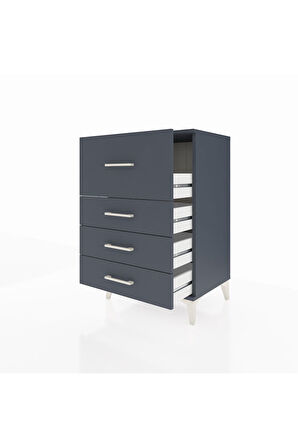 Hyperion Komodin 4 Çekmeceli 60x44x96 Antrasit-Antrasit