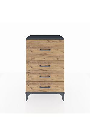 Hyperion Komodin 4 Çekmeceli 60x44x96 Antrasit-Çam