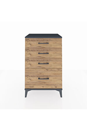 Hyperion Komodin 4 Çekmeceli 60x44x96 Antrasit-Çam