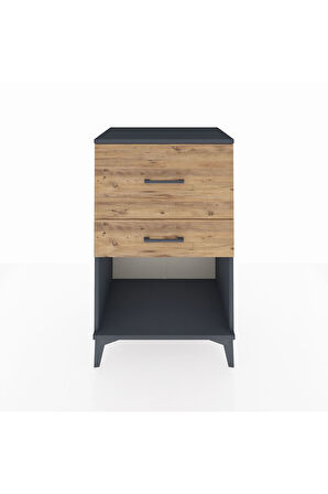 Hyperion Komodin 2 Çekmeceli 60x44x96 Antrasit-Çam