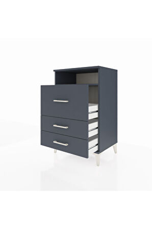 Hyperion Komodin Tek Raflı 3 Çekmeceli 60x44x96 Antrasit-Antrasit