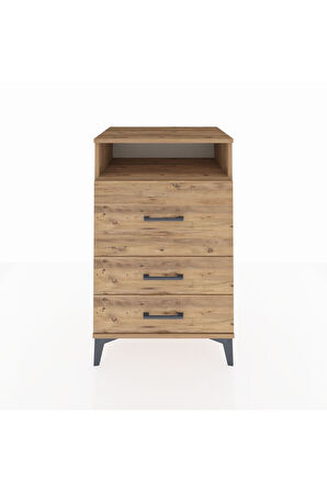 Hyperion Komodin Tek Raflı 3 Çekmeceli 60x44x96 Çam-Çam