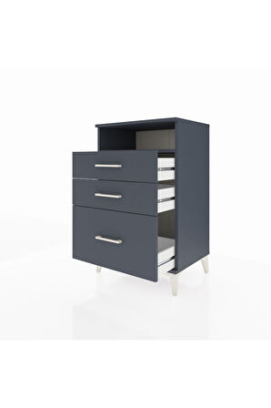 Hyperion Komodin Tek Raflı 3 Çekmeceli 60x44x96 Antrasit-Antrasit