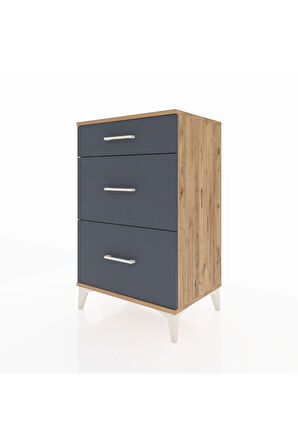 Hyperion Komodin 3 Çekmeceli 60x44x96 Çam-Antrasit
