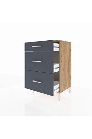 Hyperion Komodin 3 Çekmeceli 60x44x96 Çam-Antrasit