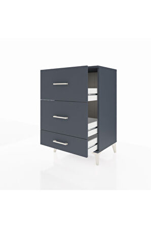 Hyperion Komodin 3 Çekmeceli 60x44x96 Antrasit-Antrasit