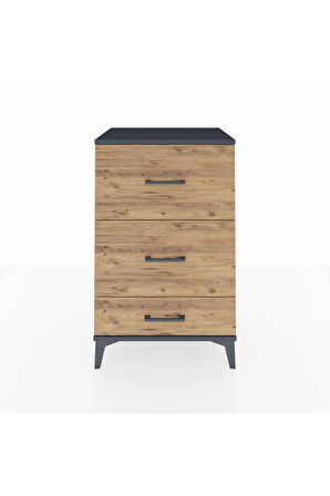 Hyperion Komodin 3 Çekmeceli 60x44x96 Antrasit-Çam