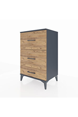 Hyperion Komodin 3 Çekmeceli 60x44x96 Antrasit-Çam