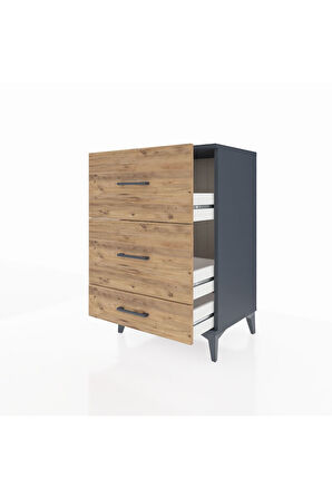 Hyperion Komodin 3 Çekmeceli 60x44x96 Antrasit-Çam