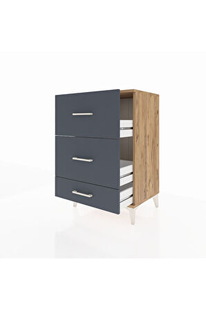 Hyperion Komodin 3 Çekmeceli 60x44x96 Çam-Antrasit