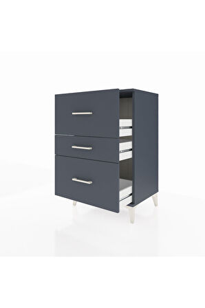 Hyperion Komodin 3 Çekmeceli 60x44x96 Antrasit-Antrasit