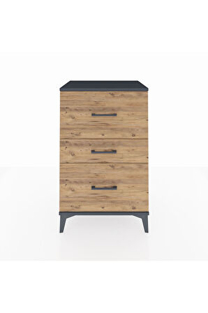 Hyperion Komodin 3 Çekmeceli 60x44x96 Antrasit-Çam