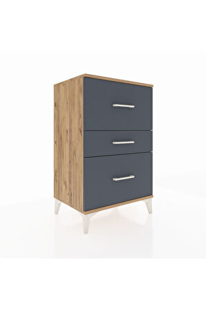 Hyperion Komodin 3 Çekmeceli 60x44x96 Çam-Antrasit