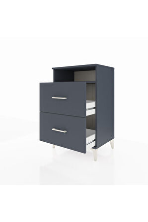 Hyperion Komodin Tek Raflı 2 Çekmeceli 60x44x96 Antrasit-Antrasit
