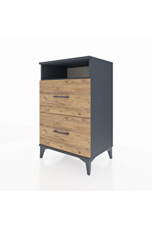 Hyperion Komodin Tek Raflı 2 Çekmeceli 60x44x96 Antrasit-Çam