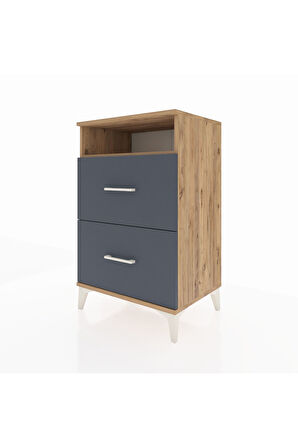 Hyperion Komodin Tek Raflı 2 Çekmeceli 60x44x96 Çam-Antrasit