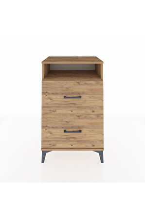 Hyperion Komodin Tek Raflı 2 Çekmeceli 60x44x96 Çam-Çam