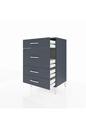 Hyperion Komodin 4 Çekmeceli 60x44x96 Antrasit-Antrasit