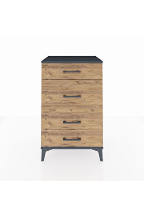 Hyperion Komodin 4 Çekmeceli 60x44x96 Antrasit-Çam