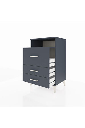 Hyperion Komodin Tek Raflı 3 Çekmeceli 60x44x96 Antrasit-Antrasit