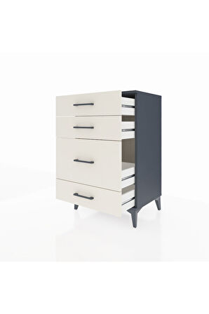 Hyperion Komodin 4 Çekmeceli 60x44x96 Antrasit-Aytaşı