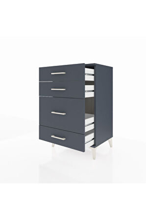 Hyperion Komodin 4 Çekmeceli 60x44x96 Antrasit-Antrasit