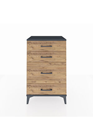 Hyperion Komodin 4 Çekmeceli 60x44x96 Antrasit-Çam