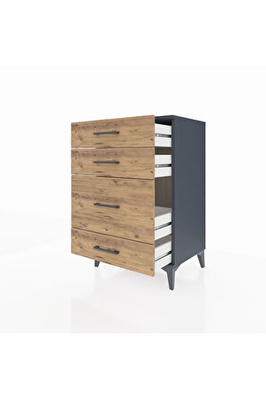 Hyperion Komodin 4 Çekmeceli 60x44x96 Antrasit-Çam